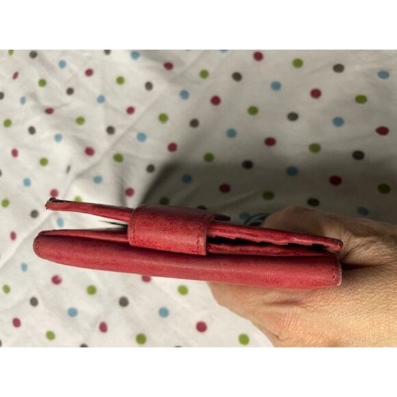 Gucci Vintage Red Leather & GG Monogram Canvas Bifold Wallet with Coin Pocket - Picture 3 of 8